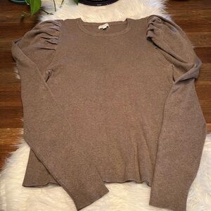 Prologue Taupe Long Sleeve Top with Puff Shoulders